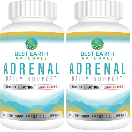 [BRSREAL4BYAROD3P] Best Earth Naturals - Adrenal Support for Adults - Holy Basil, B C Vitamins, L-Tyrosine, Rhodiola Rosea Root, Ashwagandha Supplements for Cortisol Manager Support - 30 Day Supply (Pack of 2)
