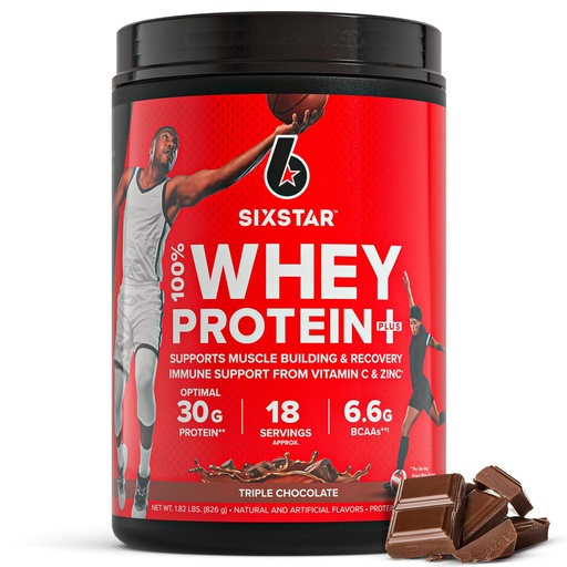 [BRSW2AIQAF5Q4CA7] Six Star Whey Protein Powder Whey Protein Plus | Whey Protein Isolate & Peptides | Lean Protein Powder for Muscle Gain | Muscle Builder for Men & Women | Triple Chocolate, 1.82 lbs (826 g)