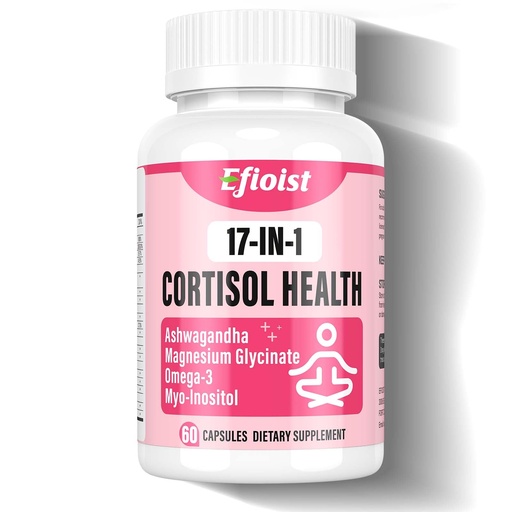 [BRSRGZQYOEBGMFLA] Cortisol Reducer, 17-in-1 Cortisol Supplement for Women, Hormone Harmony for Women with Ashwagandha, Rhodiola Rosea, Magnesium Glycinate, Omega-3, for Mood, Focus, Sleep Support, 60 Capsules