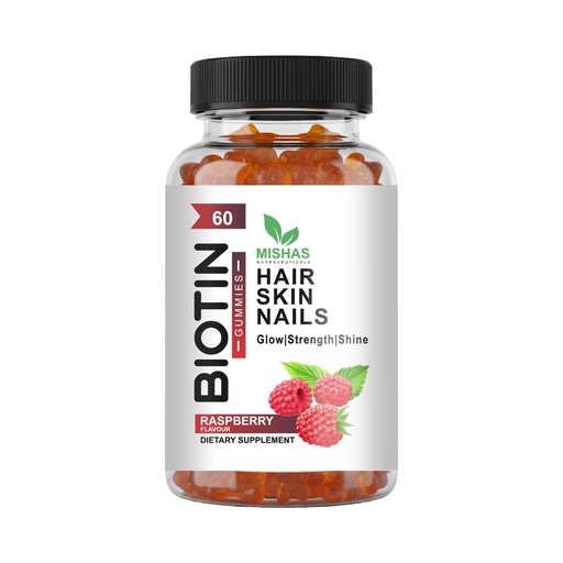 [BRSREYYNCMJROYL4] Mishas Nutraceuticals Hair Skin & Nails Gummies - Supports Healthy Hair - Vegan biotin Vitamins for Women & Men Supports Faster Hair Growth, Stronger Nails, Healthy Skin, Extra Strength 60 Counts