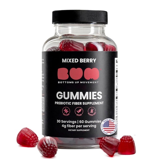 [BRSREADQDMFWGADF] Bum Prebiotic Fiber Supplement for Men - Chicory Root Inulin Prebiotic Fiber Gummies for Men for Peachy Digestive Health, Regularity & Boating Relief - 4g Per Serving - 60 Gummies (30 Servings)