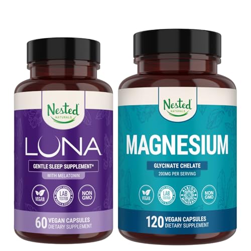 [BRSROBIZDMBG2ADF] Nested Naturals Luna Sleep Aid & Magnesium Glycinate Chelate for Sleep, Relaxation, & Recovery (180 Capsules)