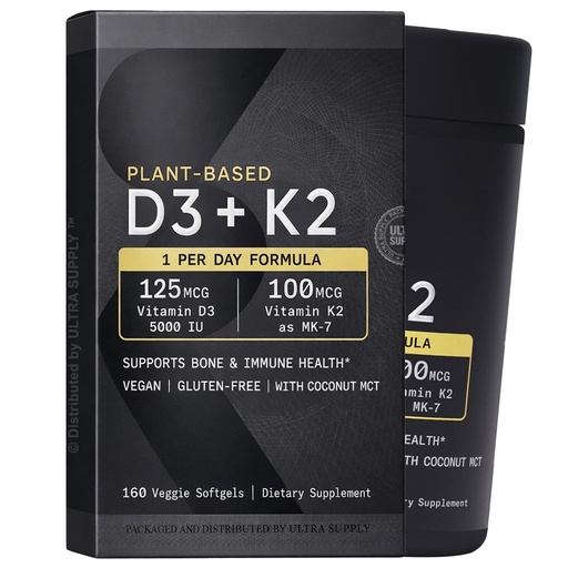[BRSRGEIEA4GQIDTJ] Sports_Researchs D3 K2 125 mcg (160 Count - Value Pack) Plant Based Vitamin