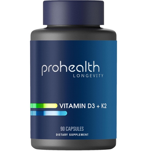 [BRSRAC3QDMNBMALP] ProHealth Vitamin D3 + K2 | 90 Capsules | Bioactive VegD3® & MK-7 for Bone, Heart & Immune Support | Non-GMO, Triple Lab-Tested, USA GMP-Certified