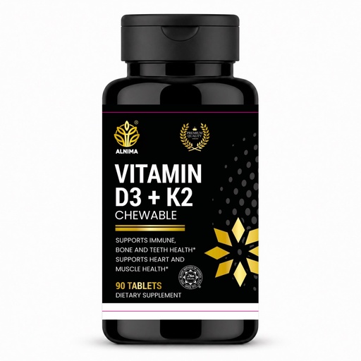 [BRSRE2Y7AR6RYE3B] Vitamin D3 + K2 Chewable – Bone, Teeth & Immune Support with MK-7 & Vitamin D, Halal Supplement, Made in USA