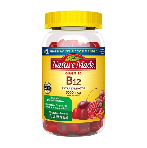 [BRSRAAT4AUNGKELD] Nature Made B12 Gummies Extra Strength 3000 MCG PER 2 Gummies (160 CT)