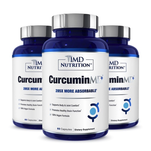 [BRSREGIRABYGCEY3] 1MD Nutrition CurcuminMD Plus - Turmeric Curcumin with Boswellia Serrata - 285x More Absorbable | Joint Stiffness, Muscle Recovery, and Mood Support | 180 Capsules (3-Pack)