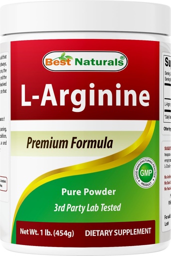 [BRSWICQIBEHRAFD6] Best Naturals L-Arginine Powder 1 Pound - Pure Pharmaceutical Grade Free Form - Best Amino Acid Arginine Supplements for Women & Man - Promotes Circulation and Supports Cardiovascular Health