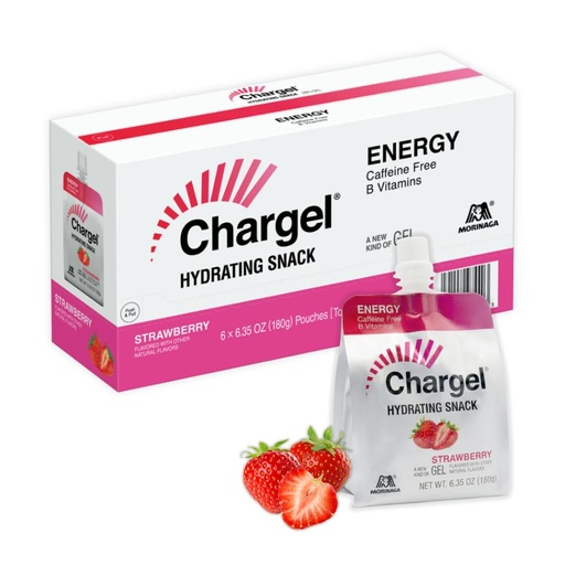[BRSW2CANPIIQY2T3] Chargel Strawberry, Caffeine-Free Instant Energy Gel Running, Biking, Workout, Hiking Essentials for Women & Men, Gifts for Runners - Carbs Vitamins, Gluten Free - Pack of 6 Gels - 6.35oz Each