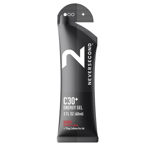 [BRSROCAOBAJWACY4] Neversecond C30+ Energy Gel + Caffeine, Performance Nutrition & Hydration, Never2 Energy Gel for Ultra Triathlons, Cycling & Marathons (Berry Flavor, 12-Count Pack)