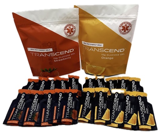 [BRSWECTQO56REF3P] Transcend 15g Glucose Gel Raises Blood Sugar Fast - Orange & Strawberry Assortment (20)