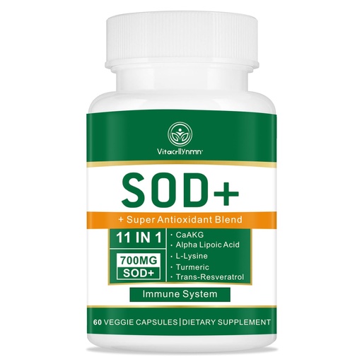 [BRSRA2QZCQAR4FDL] 700MG Sod Superoxide Dismutase Supplement - High Potency Antioxidant Supplement for Cellular Health - 60 Capsules