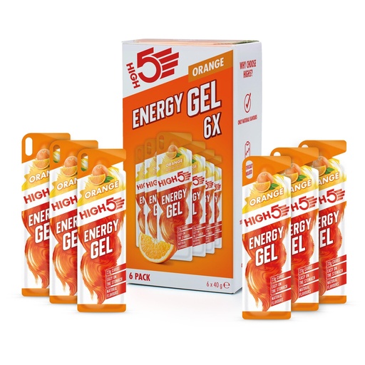 [BRSWYCD5A4IAYCA2] HIGH5 Energy Gel Quick Release Energy On The Go From Natural Fruit Juice (Orange, 6 x 40g)