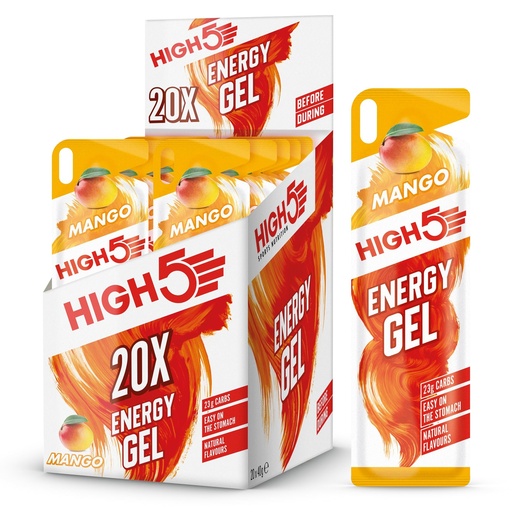 [BRSRMHAYC4ARUF33] HIGH5 Energy Gel Quick Release Energy On The Go from Natural Fruit Juice (Mango, 20 x 40g)