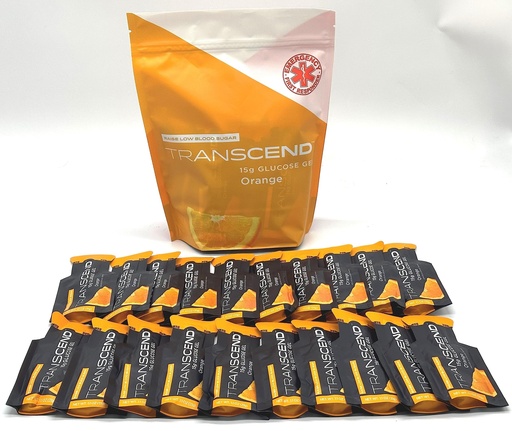 [BRSRAYYBCJYRUAA6] Orange Flavored Glucose Gels, Twenty 1.1-Ounce Packets in Brand Bag, 15-Grams Fast-Acting Glucose
