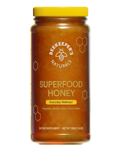 [BRSWKHDYO4OA42LZ] Superfood Honey by Beekeeper's Naturals - Bee Pollen, Royal Jelly, Propolis, Honey - Natural Energy, Immune Support, Mental Clarity, Athletic Performance (11.6 oz)