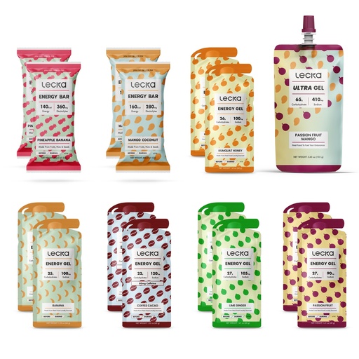 [BRSRGBICOUCWC3LU] Lecka Ultimate Energy Sample Pack - 15 Count: Gels, Bars and Ultra Gel - Real Fruit, No Maltodextrin, Vegan, Gluten-Free - All Flavors (15 Count)