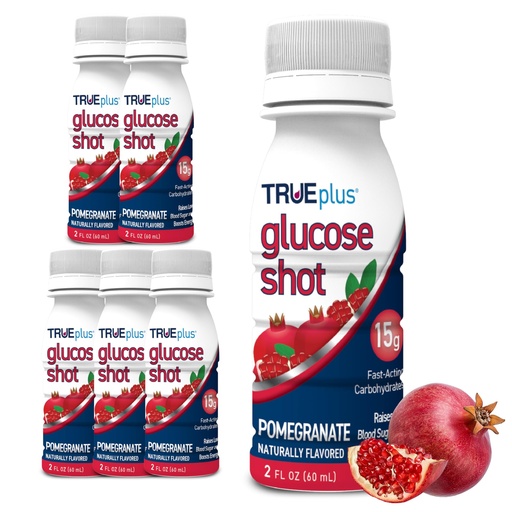 [BRSROAT4OEBAAFY2] TRUEplus Glucose Shot, Pomegranate, 15g Fast-Acting Carbohydrates, Fat Free, Gluten Free, Boost Energy, 6 Pack