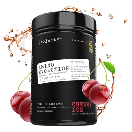 [BRSROYL4O4MB62TU] Project #1 AminoEVolution: Muscle Support & Recovery | BCAA's, EAA's, Electrolytes Powder | Keto-Friendly Energy Boost | Pre Workout for Men & Women | 30 Servings - Cherry Ice | Amino Acids