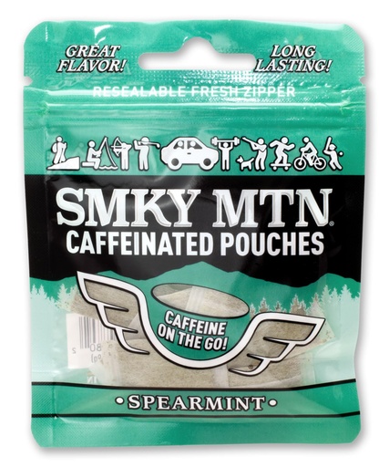 [BRSRACAPAAPRMELV] SMOKEY MOUNTAIN Caffeinated Pouches - Spearmint - Tobacco Free and Nicotine Free - 15 Pouches Per Pack - 1 Pack