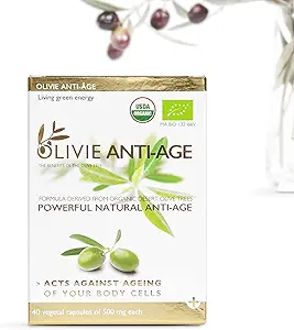 [BRSW2AIHOYNGKDQZ] Organic Antioxidant Polyphenols Rich Olive Leaf Extract Supplement Capsules Olivie | Hydroxytyrosol Oleuropein Anti Aging Supplement | 40 Capsules