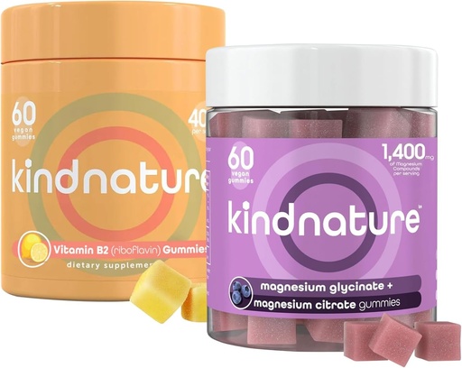 [BRSROEICOANBUHTU] kindnature Migraine Relief Power Duo: B2 & Magnesium Gummies Bundle