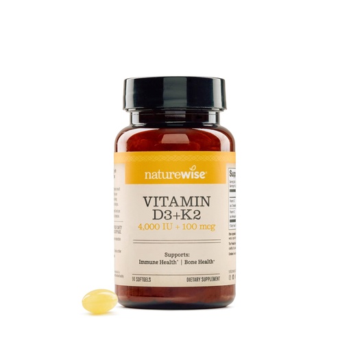 [BRSRABI3BEARUCIZ] NatureWise Vitamin D3 4000IU + K2 (MK7) 100mcg with Organic Extra Virgin Coconut Oil - Supports Calcium Absorption, Bone & Immune Health - Non-GMO, Soy & Gluten-Free - 90 Softgels[3-Month Supply]