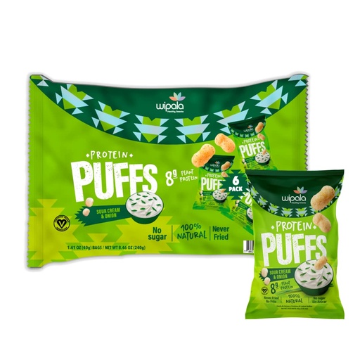 [BRSRMCD3BADQYYI7] Wipala Snacks Protein Puffs | 8 Grams of Protein per bag | Certified Vegan | 6 Pack | NON GMO | Gluten Free | (Sour Cream and Onion)