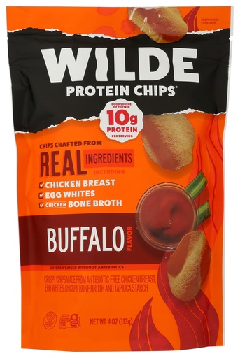 [BRSRMFACAACRUAD4] Wilde Snacks Chips Protein Buffalo 4 OZ
