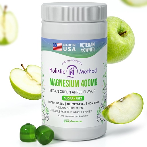 [BRSRAZD6A4FQ2DLH] Magnesium Citrate Gummies - Sugar-Free, Vegan and Non-GMO for Better Sleep and Relaxation - No Sugar Alcohol - Magnesium Supplement for Adults, Teens and Kids - Green Apple - 240 Chews