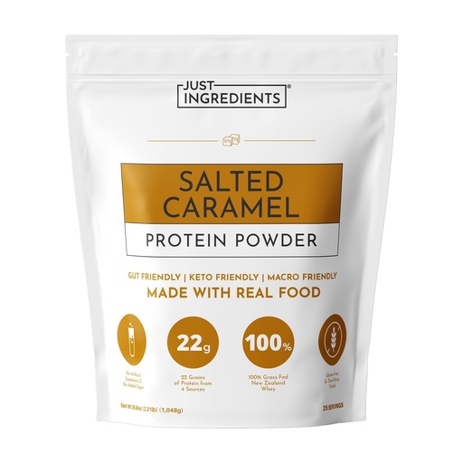 [BRSREGL4CR6AM23X] Salted Caramel Protein Powder – 25-Serving Blend with 100% Grass-Fed Whey & Organic Plant Proteins – Flavored with Real Ingredients – Supports Muscle Recovery & Energy