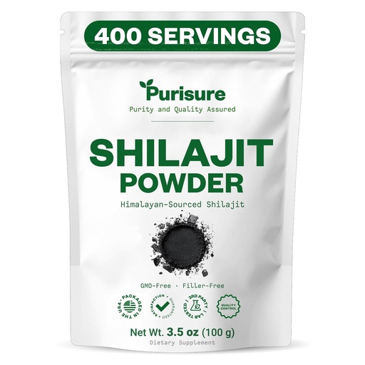 [BRSWGFT5OF7REYA7] Purisure Shilajit Supplement Powder, 100g, Pure Himalayan Mineral with Fulvic Acid Powder, 12:1 Pure Fulvic Minerals Compound for Energy Supplement, 400 Servings