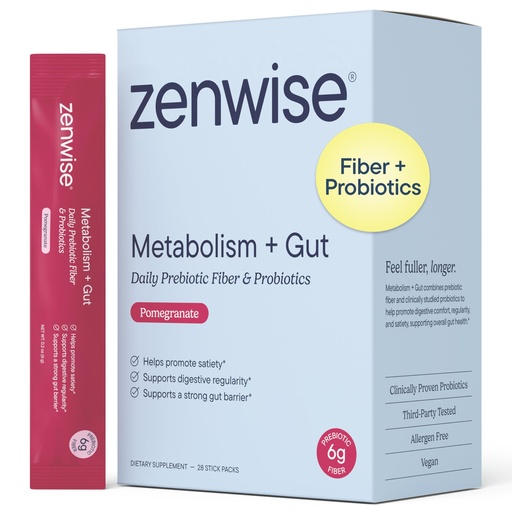 [BRSRYYYHAAGQGGY2] Zenwise Health Daily Fiber Supplement with Prebiotics to Help Control Appetite and Support Digestive Health - Gut Health Support for Women & Men - 28 Count, Pomegranate