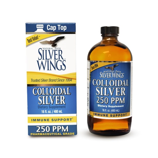 [BRSWIGYODEJRGDDY] Natural Path Silver Wings Colloidal Silver Liquid - Enhanced Immune Support Supplement - 250ppm (1250mcg) - 16 fl oz