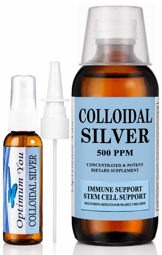 [BRSRMZQROUHBU2TA] Colloidal Silver Liquid | 500 ppm, Extra Strength (16 oz) with Spray Bottle | Wound Care & Superior Healing | Acne & Stem Cell Support