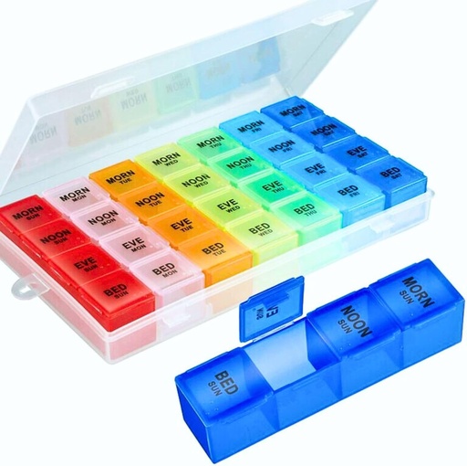 [BRSROEAEAF4AYFD7] Pill Organizer 4 Times a Day,Premium Weekly Pill Case Medicine Organizer Box 7 Days 28 Compartment to Hold Vitamins Medicine Organizer Box