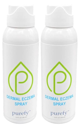 [BRSW2CYQDEPGCFY2] PUREFY Dermal Eczema Airesol Spray (3.4oz, 2pk) Natural Healing. Purefypro Cleansing Technology. Safe for Kids and Everyone. Use Anywhere on the Body. Dermatologist Recommended.