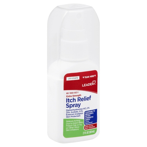 [BRSW2EIFCEBAYFA2] Leader Itch Relief Spray, Fast-Acting Anti-Itch Cooling with Diphenhydramine HCl & Zinc Acetate, Soothes Bug Bites, Poison Ivy, Sunburn, Minor Rashes, Skin Protectant, Topical Analgesic, 2 Fl Oz