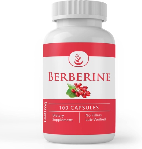 [BRSWYAQNCUOWGCTF] Ingrédients originaux purs Berbérine, (100 Capsules) Toujours Pure, Pas d'additifs ou de remplissages, Verified Lab