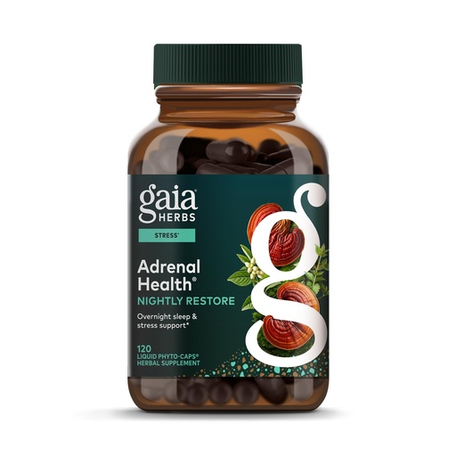 [BRSWKFQIOZ6RYYDK] Gaia Herbs Adrenal Health Nightly Restore - Herbal Supplement with Ashwagandha, Magnolia Bark, Cordyceps, Lemon Balm & More* - 120 Vegan Liquid Phyto-Caps (60 Servings)