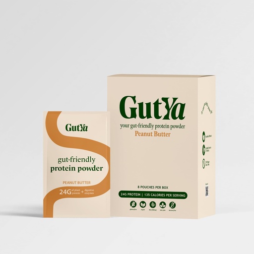 [BRSRGGQ7PICAI2Q6] Gut Ya - Vegan Protein Powder - Gut Friendly | Organic | Sugar Free | No Gums | Gluten-Free | Non-GMO | Digestive Enzyme Boosted | Low FODMAP | 8 Servings (34 g Each) (Peanut Butter)