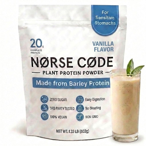 [BRSRAAQCBMAQAF3U] Vanilla Plant-Based Barley Protein Powder | Delicious & Smooth 20g Complete Vegan Protein Blend – Pea & Rice Protein, Prebiotic Fiber, Gentle on Stomach, Zero Sugar, Keto Friendly (1.33 lb)