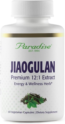 [BRSWIYYIDEPWCHTA] Paradise Herbs Jiaogulan, Vital Energy Adaptogen, Active Whole Spectrum, Super Potent, Ultra Pure, Vegan, Ez-GMO, Gluten Free 60 Vegetarian kapsulak