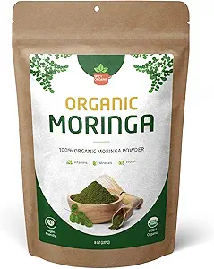 [BRSW2AD5OUGQ4FL3] Organic Moringa Leaf Powder – USDA Certified Green Superfood | Natural Energy & Immune Support – Vegan, Non-GMO, Gluten-Free – Pure Raw Moringa for Smoothies, Teas, Cooking – 8oz Resealable Pouch