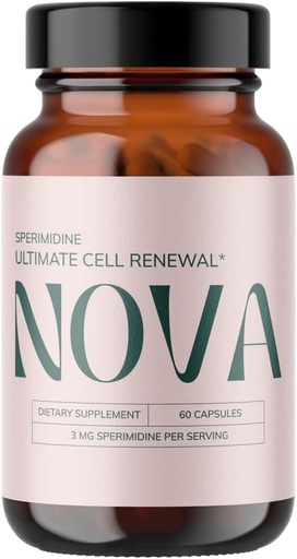 [BRSRAZQ3OYORO3LZ] Nova Ultimate Cell Renewal/Spermidine Supplements, Organic Wheat Germ Anti Aging Supplement with High Spermidine, Zinc, and Thiamine for Optimal Autophagy, 60 Capsules (Pack of 1)