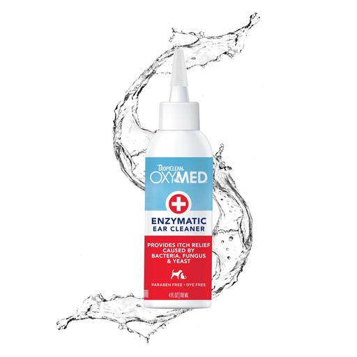 [BRSRAHYZBYBRQGT4] TropiClean OxyMed Enzymatic Dog Ear Cleaner, Treatment for Dogs, Vet Recommended Ear Cleaning Solution, Daily Wash Drops, Safe for Cats, USA Made, 4oz