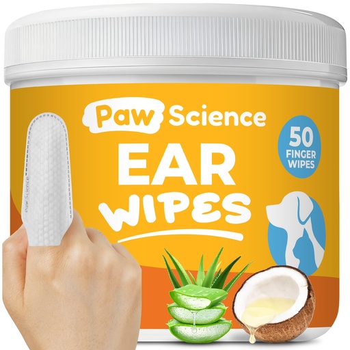 [BRSRABT5AACWY2DG] Paw Science Dog & Cat Ear Cleaner Wipes – Pet Finger Wipes for Cats & Dogs – Cleaning, Soothing, & Deodorizing Itchy Ears – Ear Relief Solution Wash (Unscented)