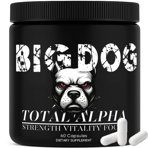 [BRSREATQO4BG2CD3] Big Dog 3-in-1 Total Alpha Blend for Men, Non-GMO - Natural Energy & Endurance Support, 60 Count (1)