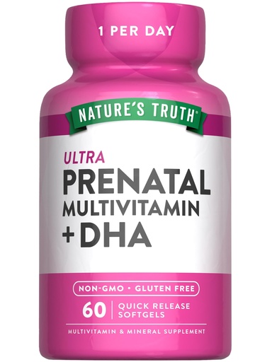 [BRSWGCT4AAGQ2F3B] Nature's Truth Prenatal Vitamins for Women | with DHA and Folic Acid | 60 Softgels | Non-GMO & Gluten Free Supplement