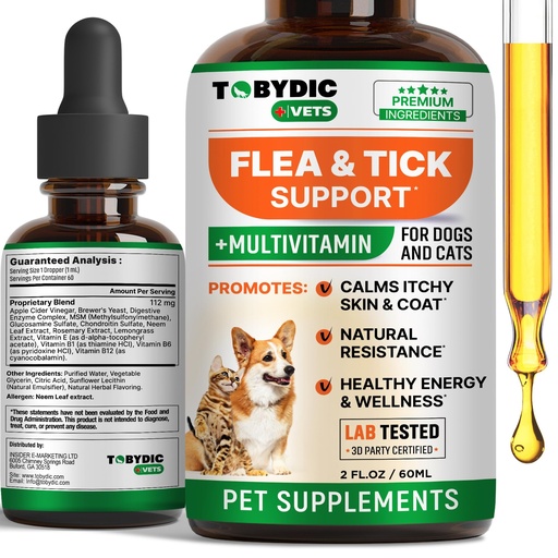 [BRSRABTYBF7AKEYV] Flea & Tick Prevention Support - Oral Flea Natural Control & Treatment for Dogs and Cats - Herbal Medicine for Small and Large Dogs with Multivitamin Pet Supplement